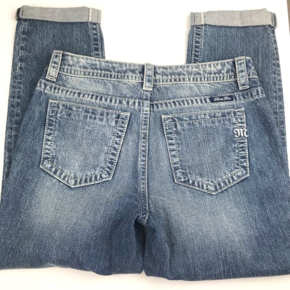 Miss Me Torn Plaid Patch Boyfriend Ankle Jeans 28 - Picture 6 of 8